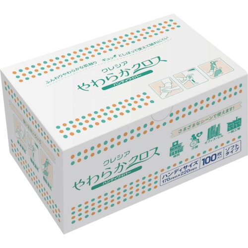 やわらかクロスハンディワイパー 65205 100マイ ホワイト 紙ワイパー 24-9701-00 日本製紙クレシア ×30セット
