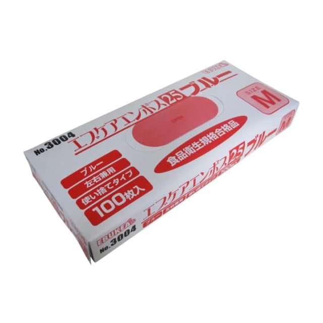 エブケアエンボス25 箱入 ブルー 3004 100マイイリ 24-9527-00 エブノ 60セットの通販は 8,424円