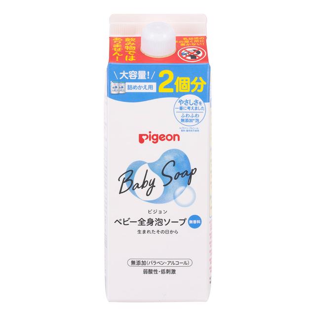 全身泡ソープ 詰替用2回分  1024563 800ML  ベビーソープ 25-3717-02 ピジョン 沐浴 せっけん ×12セット あかちゃん おふろ 保湿 肌に優しい うるおい 産院 産婦人科 ママ ベビー用品 ベビーグッズ ベビー 赤ちゃんグッズ