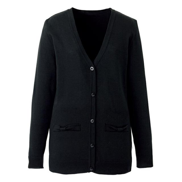 ロング丈カーディガン   EWG828-10(ブラック) Ｌ看護師 ナース 病院 病棟 事務 ユニフォーム 制服