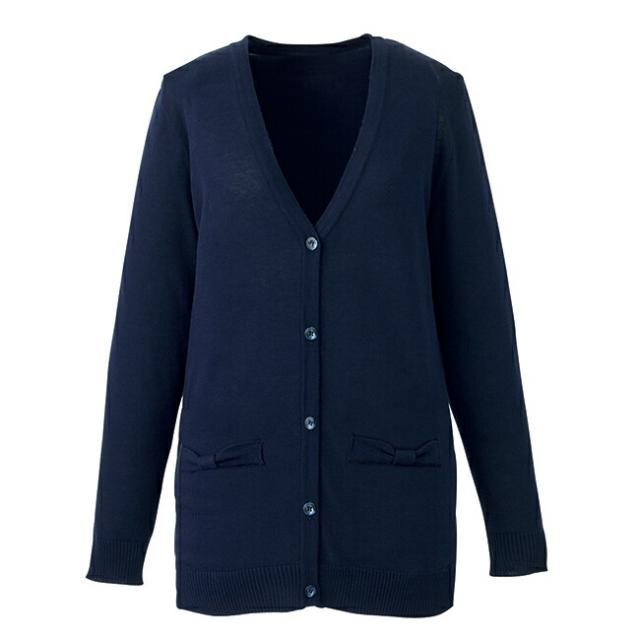 ロング丈カーディガン   EWG828-2(ネイビー) ＬＬ看護師 ナース 病院 病棟 事務 ユニフォーム 制服
