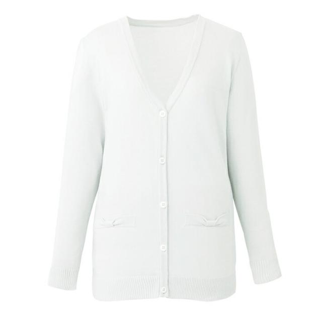 ロング丈カーディガン   EWG828-5(ライトグレー) ＬＬ看護師 ナース 病院 病棟 事務 ユニフォーム 制服