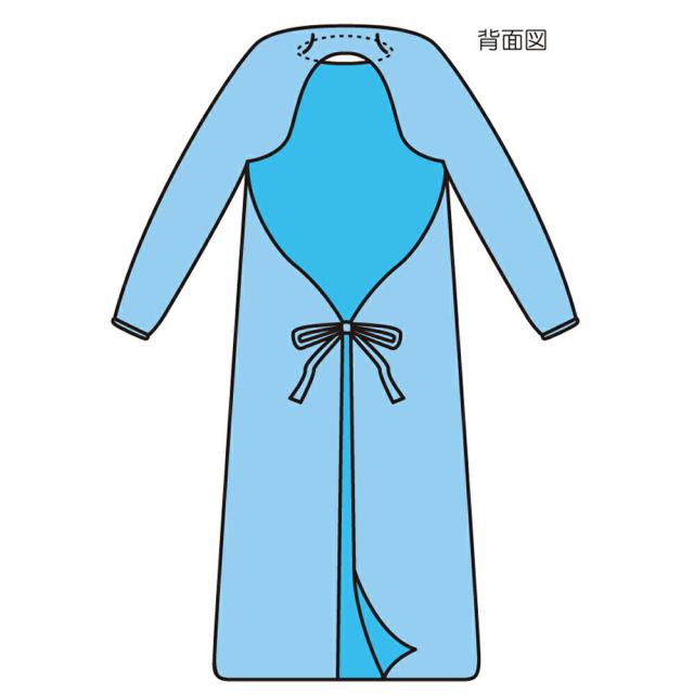 ビニールエプロン（袖付Ｌ）  　076394(ブルー)1枚X50入 竹虎 介護 病院 施設｜詳細画像