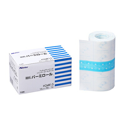 ニトリート 優肌パーミロール（ハンデ H24R15（15CMX10M）1巻 1箱 ニトムズ 24-6805-03 低刺激 固定テープ