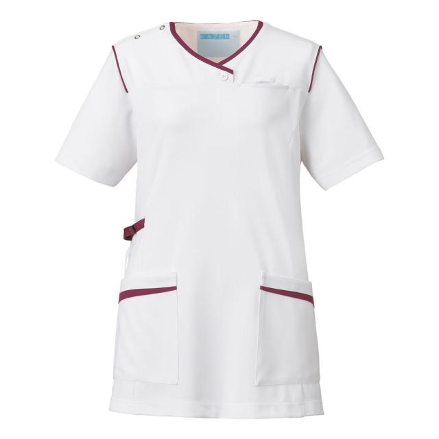 レディススクラブ3L 992-15（ホワイトXプラム） 24-8122-0205 松吉医療総合カタログ｜マツヨシ