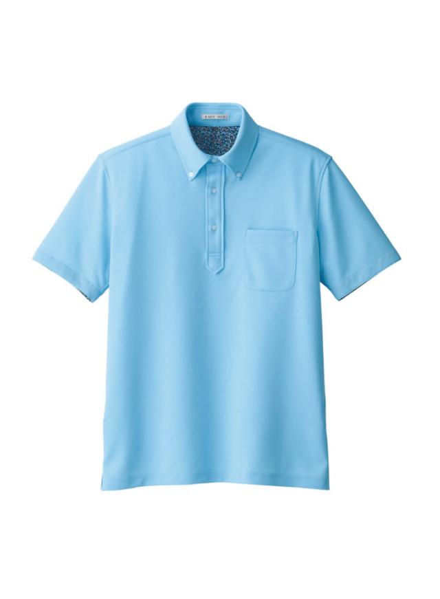 ボンマックス 吸水速乾メンズポロシャツ (花柄A) FB5024M-6 ブルー 医療 看護 クリニック 作業着の通販は