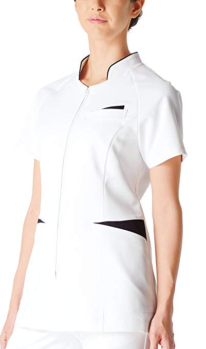 KAZEN（カゼン）　レディスジャケット半袖　054-28（ホワイトXネイビー）　4L