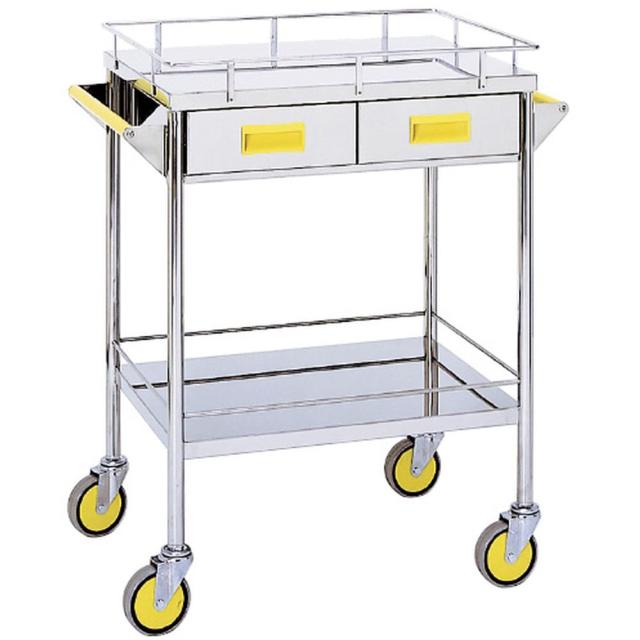 カラー回診車 引出付二段 MY-1104P（ピンク）W600MM 1台 松吉医科器械 20-4000-01の通販は 79,195円