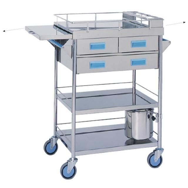 カラー繃帯交換車 引出3コ付 MY-1123P（ピンク）W750MM 1台 松吉医科器械 20-4071-05の通販は