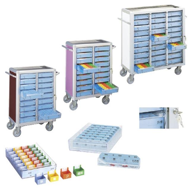 マイスコ与薬カート（鍵なし）24床用ブラウン MY-NIK24（コマタイプ） 1台 松吉医科器械 19-7105-0204 431,377円