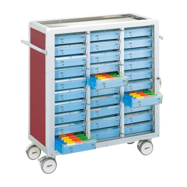 注射薬カート（２１床用） トレー：ブルー C34-DNS314SB(ブルー) 24-8005-01 1入り 軒先渡しサカセ化学工業 注射薬カート(21床用) トレー:透明 24-8005-0003 1台（直送品）