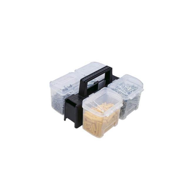 パーツケースストッカー4P 1433（ブラック／クリア） 24個 明邦化学工業 24-7226-00