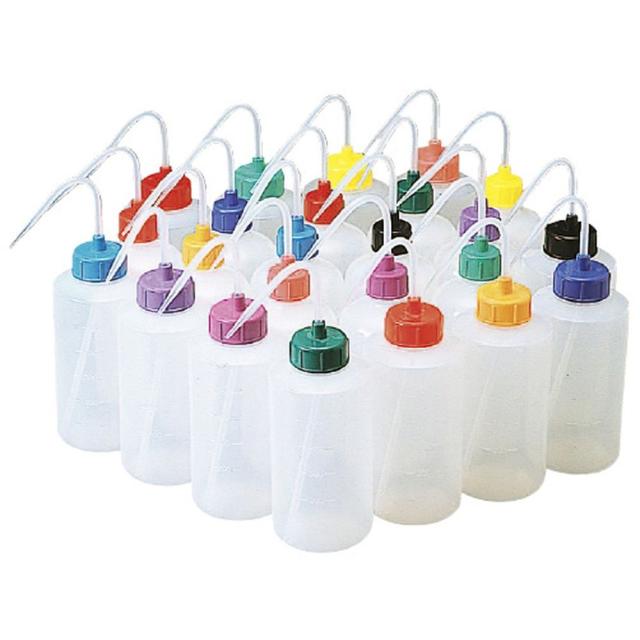 カラーキャップ付洗浄瓶（広口） レモンイエロー 1000ML（12ホンイリ） 1箱 コクゴ 23-5021-0701