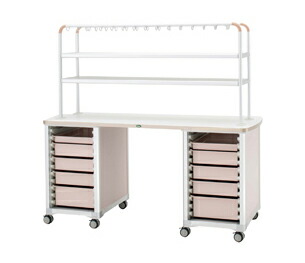 作業台（ハンガーシェルフ2段） トレー：ニュートラル WT-1805B-4（ホンタイ：ピーチ 1台 サカセ化学工業 24-8016-0004 292,380円