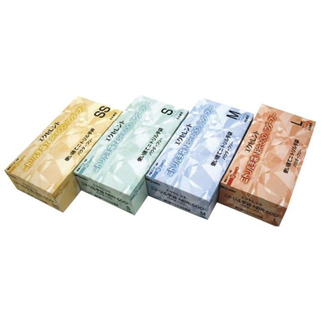 エクセレントニトリル手袋PF SS NBR-600（100マイイリ） 10箱 三興化学工業 23-7243-0004