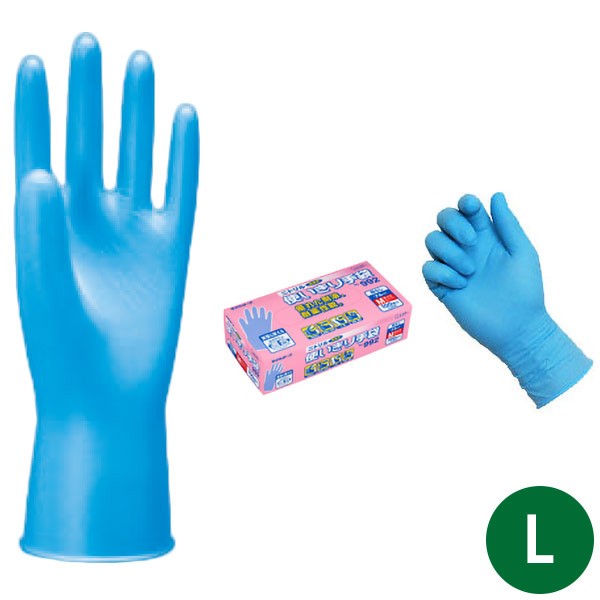 ニトリル使いきり手袋 粉なし ブルー 薄手 LLサイズ　1200枚（100枚×12小箱）／ケース モデルローブ No.992 エステー - 4