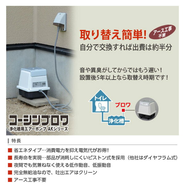 即日出荷 工進 ブロアポンプ 浄化槽用エアーポンプ AK-30 AKシリーズ 