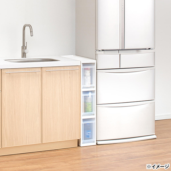 即日出荷 天馬 ファビエ スキピタストッカー スリム3段 S-030S ホワイト 隙間収納 引出しの通販は