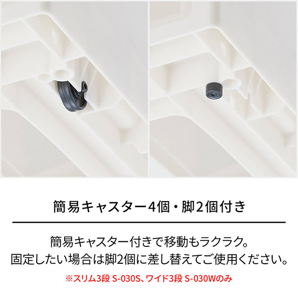 即日出荷 天馬 ファビエ スキピタストッカー スリム3段 S-030S ホワイト 隙間収納 引出しの通販は