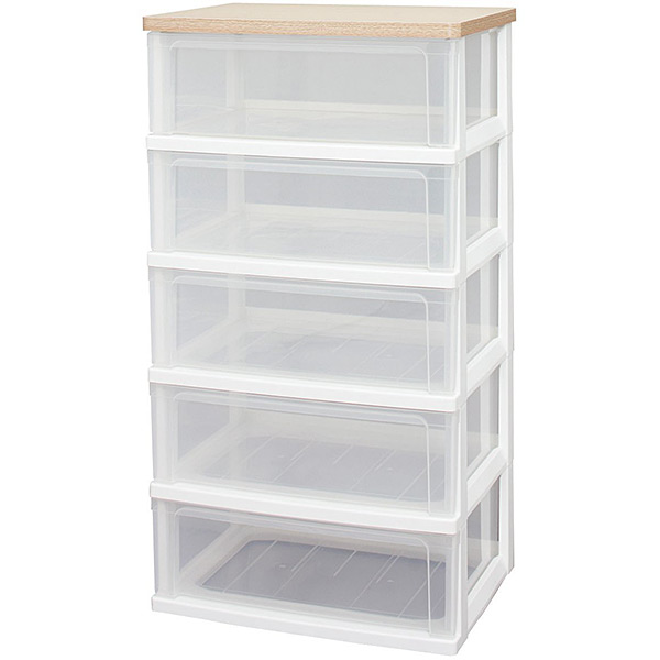 直送 日時指定不可 アイリスオーヤマ ウッドトップチェスト WTW-545 フレンチオーク 幅56cm 5段 沖縄・離島配送不可