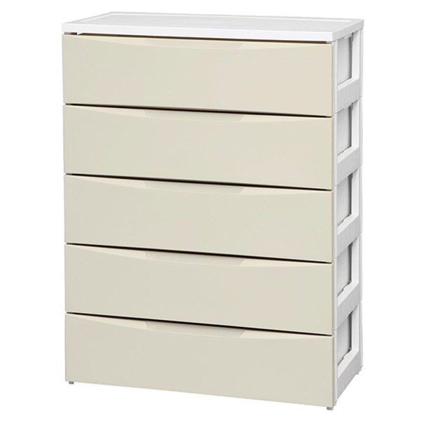 直送 日時指定不可 アイリスオーヤマ ワイドチェスト COD-725 ホワイト/アイボリー 幅72cm 5段 沖縄・離島配送不可の通販は