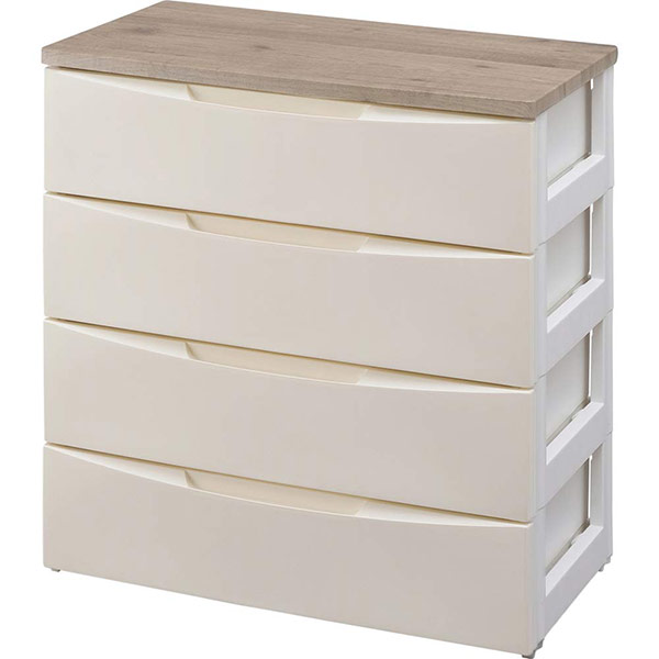 直送 日時指定不可 アイリスオーヤマ デザインウッドトップチェスト 幅73cm 4段 アイボリー DW-724 沖縄・離島配送不可