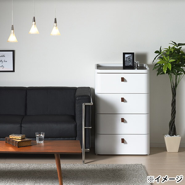 直送 日時指定不可 サンカ squ+ ロイヤルドロアー 544 4段 幅54.5cm ホワイト RD-544WH/DBR チェスト 沖縄・離島配送不可