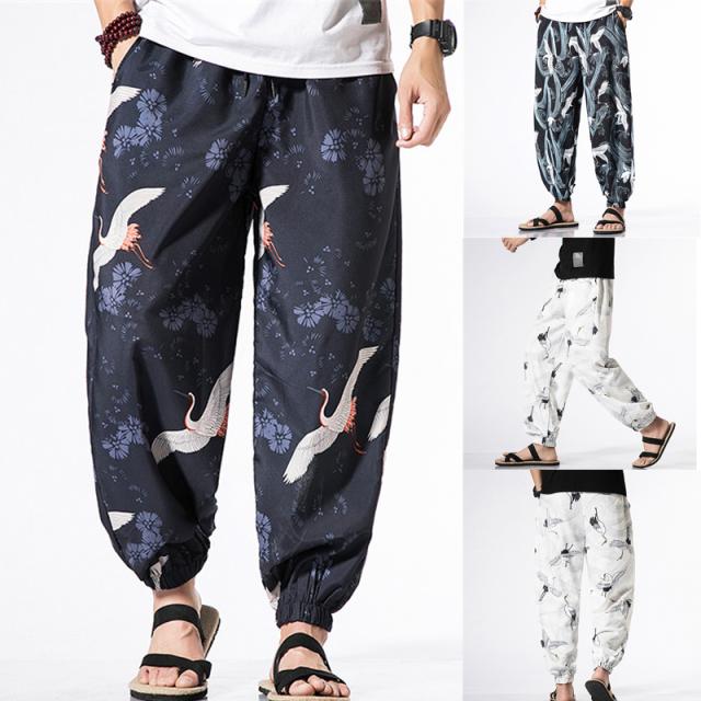 メンズパンツ九分丈 ゆったり麻 綿 サルエルパンツ スウェット ダンス