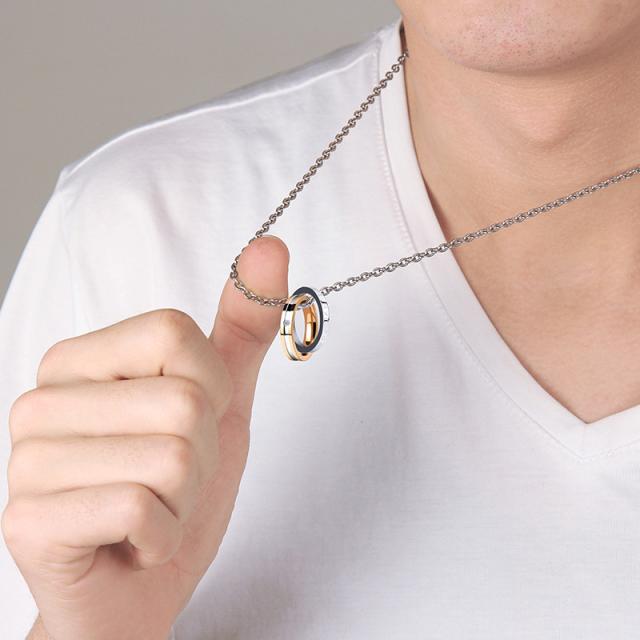 海外人気商品 日本未販売 ネックレス 男性 メンズ ネックレス ペンダント 指輪 2色 男女兼用 おしゃれ ダブル リングの通販はau Pay マーケット Rumieru
