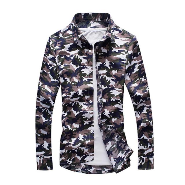 長袖シャツ メンズ シャツ カジュアルシャツ 迷彩柄 リゾート スリム お兄系 男性 吸汗速乾の通販はau Pay マーケット Rumieru