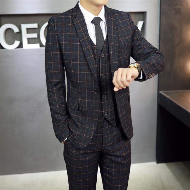 メンズ スーツ3点セット ビジネススーツ お洒落 スリム シングル一つボタン スタイリッシュ スリーピーススーツ ベスト付き チェック柄 の通販はau Pay マーケット Rumieru