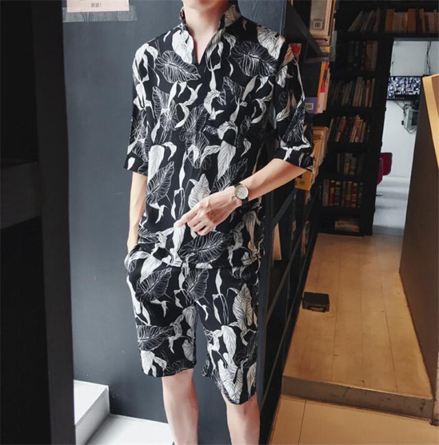 ジャージ スウェット 上下セット セットアップ 半袖ハーフパンツ メンズルームウェア スポーツスウェット鶴柄の通販はau Pay マーケット Rumieru