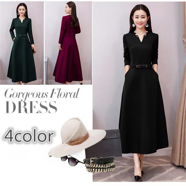 ワンピース レディース ワンピース チュニック ひざ丈 長袖 無地 Ol 通勤 エレガント ワンピース 秋新作の通販はau Pay マーケット 株式会社久発商事