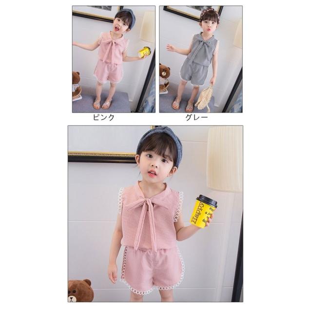 ノースリーブシャツ 半ズボン 上下セット ベビー 女の子 韓国子供服 蝶結び 夏服 子供用 可愛い コーデ 80 90 100 110 1cm ピンク グレの通販はau Pay マーケット 株式会社久発商事