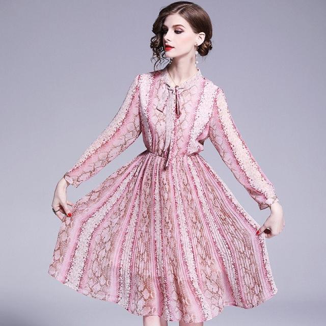 ワンピース マキシワンピース レディース 春夏 ドレス 花柄ワンピース プリント プリーツスカート 長袖 リボン 韓国風 パーティー ロングの通販はau Pay マーケット 株式会社久発商事