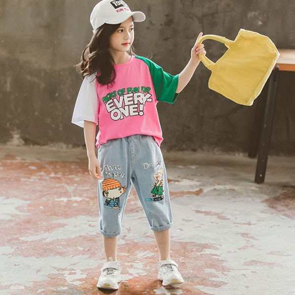 韓国子供服 女の子 半袖tシャツ ジーンズ 2点セット キッズ 7分丈ズボン 可愛いプリント 夏服 綿 着心地良い 遠足 110 1 130 140 150 1の通販はau Pay マーケット 株式会社久発商事