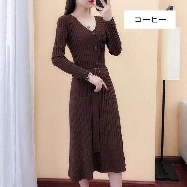 ワンピース レディース 秋冬 ニットワンピース セーター 膝丈 長袖 ロングワンピース 無地 ベルト付き 通勤 着痩せ 代 30 代 40代 人気の通販はau Pay マーケット 株式会社久発商事