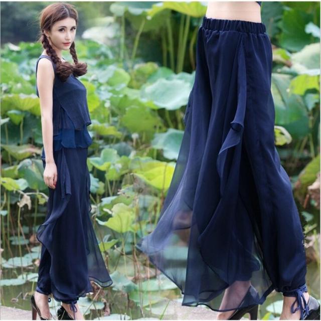 ガウチョパンツ レディース ロング 春 夏 プリーツパンツ ワイドパンツ シフォン レディース パンツ コーデ 無地 ロングパンツ キュロッの通販はau Pay マーケット 株式会社久発商事