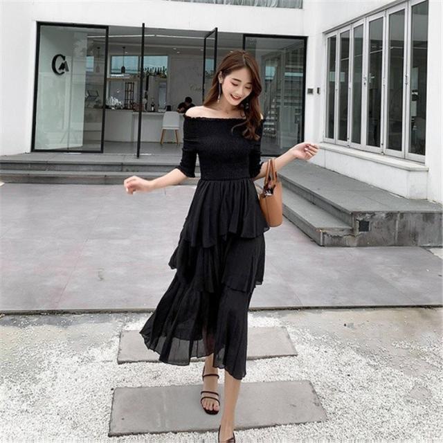 ワンピース 半袖 肩出し ロングワンピ ボートネック レディース 半袖ワンピース 薄手 リゾートウェア ウエストゴム レトロ お洒落の通販はau Pay マーケット 株式会社久発商事