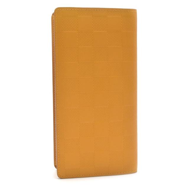 ルイヴィトン ポルトフォイユブラザ N63146 ダミエアンフィニ ソラール 二つ折り長財布 2つ折り長財布 イエロー 黄色 中古 送料無料の通販は