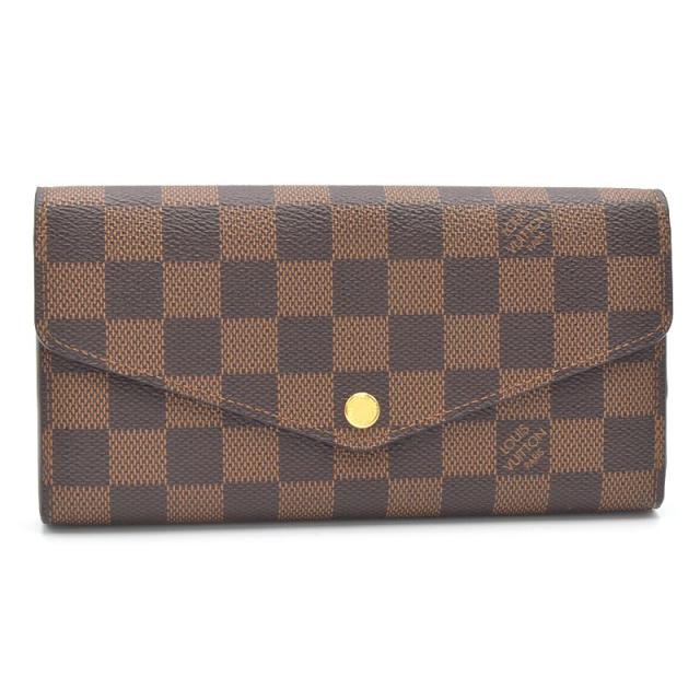 ルイヴィトン ポルトフォイユサラ N63209 ダミエエベヌ ホック長財布 エンベロープ長財布 ロングウォレット ブラウン 茶色 中古 送料無料の通販は 58,300円