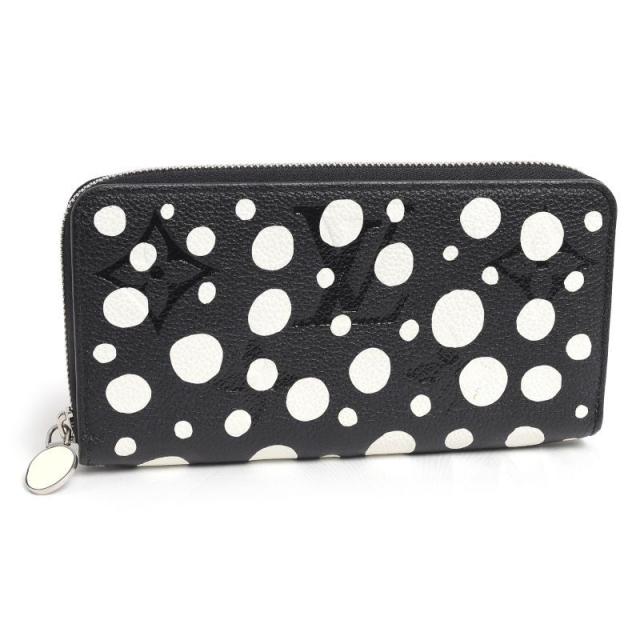 ルイヴィトン LV×YK ジッピーウォレット M81906 モノグラムアンプラント 草間彌生 ラウンドジップ長財布 水玉 ブラック 黒 中古 送料無料