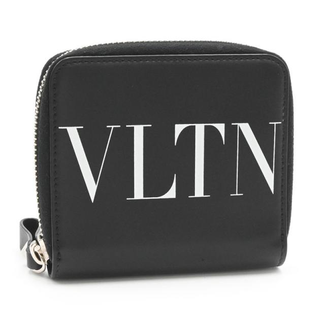 ヴァレンティノガラヴァーニ VLTNコンパクトウォレット レザー ブラック 小銭入れなし 二つ折り財布 ランドファスナー財布 中古 送料無料