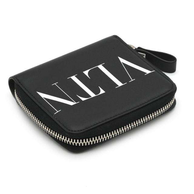 ヴァレンティノガラヴァーニ VLTNコンパクトウォレット レザー ブラック 小銭入れなし 二つ折り財布 ランドファスナー財布 中古 送料無料 ヴァレンティノガラヴァーニ VLTNコンパクトウォレット レザー