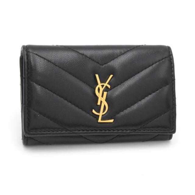 サンローラン カサンドラ スリムキーケース キルティングラムスキン ブラック マトラッセ Vステッチ 4連キーケース 鍵入れ 中古 送料無料の通販は