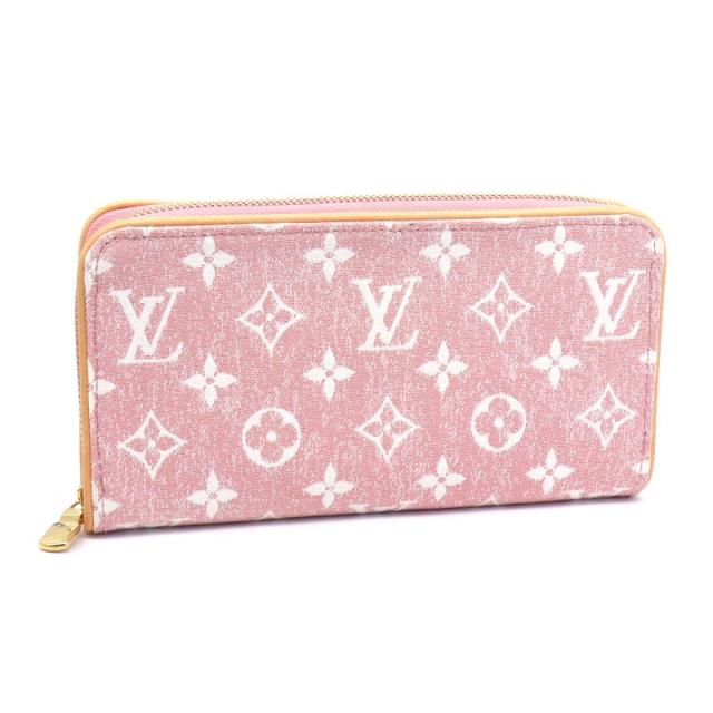 ルイヴィトン ジッピーウォレット M81182 モノグラムジャガードデニム ピンク ラウンドファスナー長財布 ロングウォレット  中古 送料無料