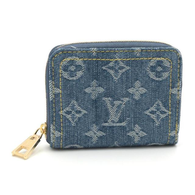 ルイヴィトン ジッピーパース M82957 モノグラム デニム ケース カードケース ブルー 青 インディゴ 中古 送料無料