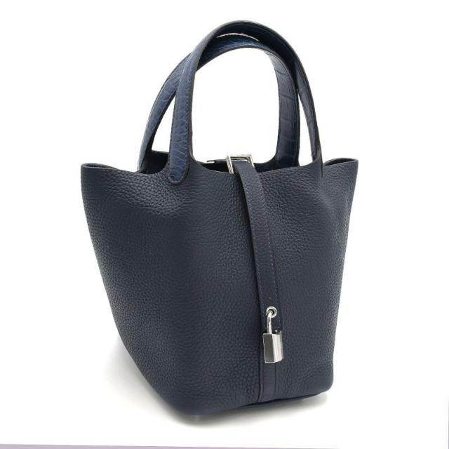 エルメス ピコタンロックタッチPM U刻印 2022年製 トリヨンクレマンス アリゲーター ブルーニュイ ブルーサフィール 紺色 中古 送料無料