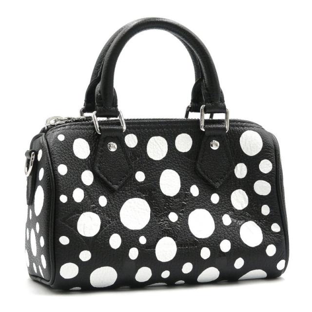 ルイヴィトン ナノスピーディ 草間彌生コラボ M81910 モノグラムアンプラント ブラック ホワイト ショルダーバッグ 2WAY 黒 中古 送料無料