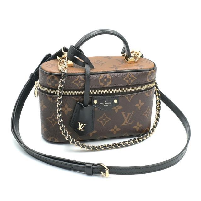 ルイヴィトン ヴァニティチェーンポーチ M47125 モノグラム モノグラムリバース ヴァニティバッグ バニティバッグ ブラウン 中古 送料無料